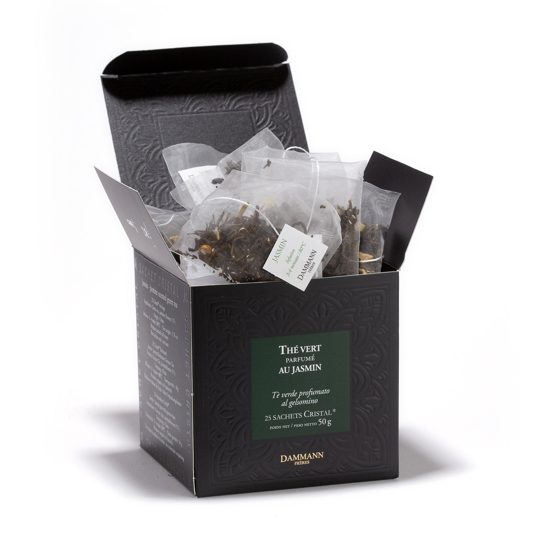 Thé vert jasmin boite - 25 sachets cristal