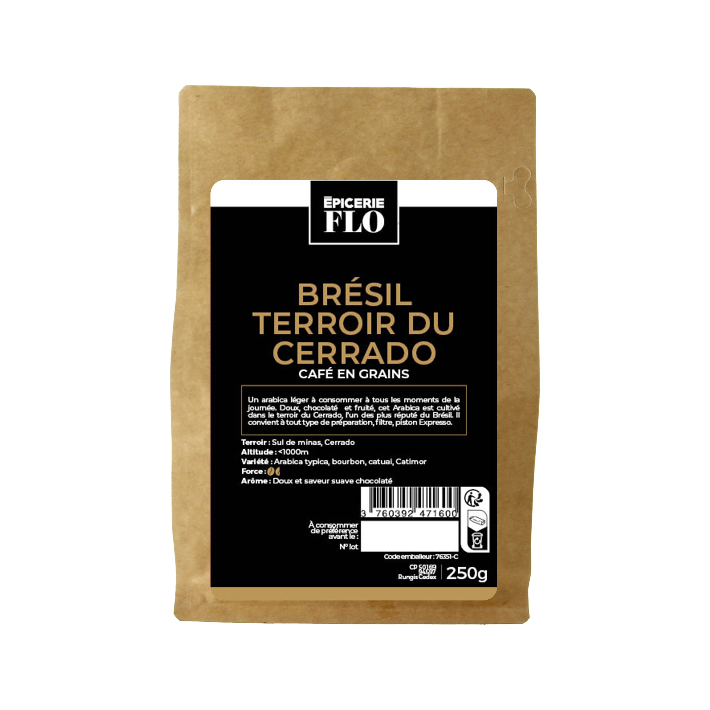 Café pure origine : Brésil en grains - 250g