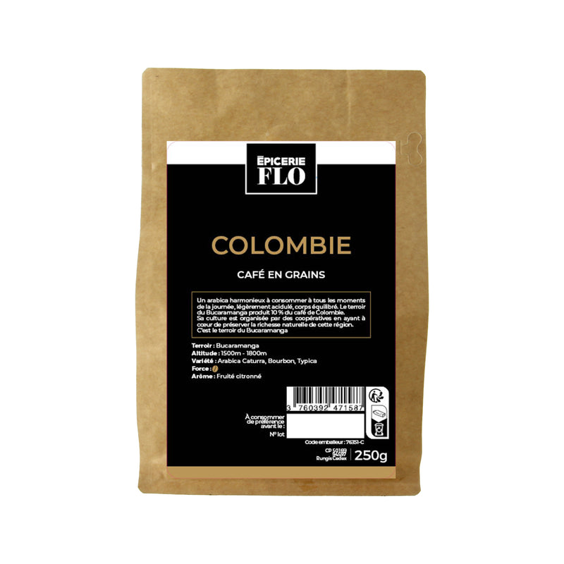 Café pure origine : Colombie Quindio en grains - 250g