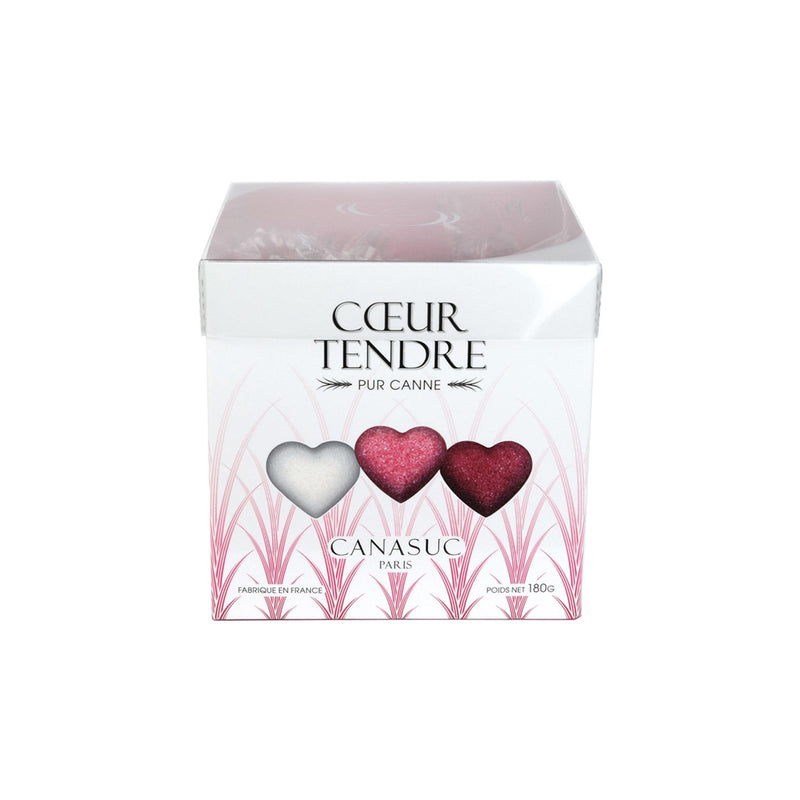 Cube sucrier "Cœur tendre" suremballés blanc-rouge-rose - 180g