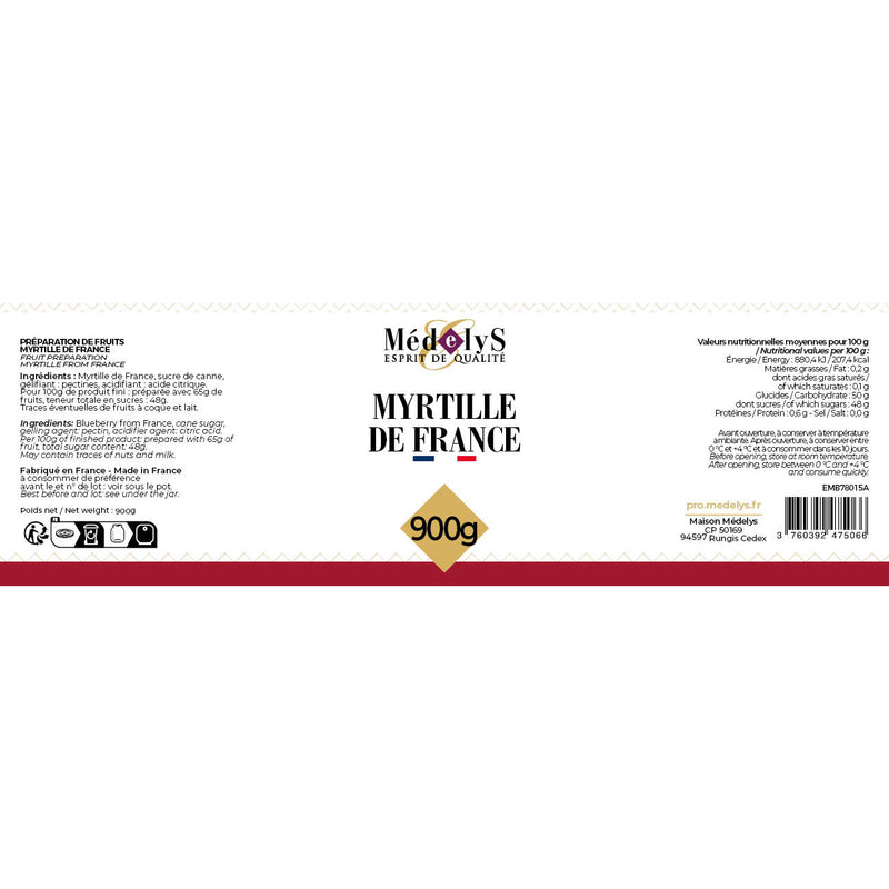 La myrtille de France : préparation de fruit - 900g