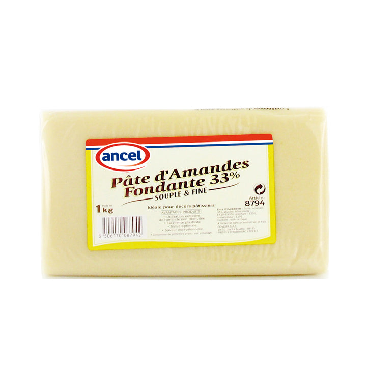 Pâte d'amande fondante blanche 33% - 1kg