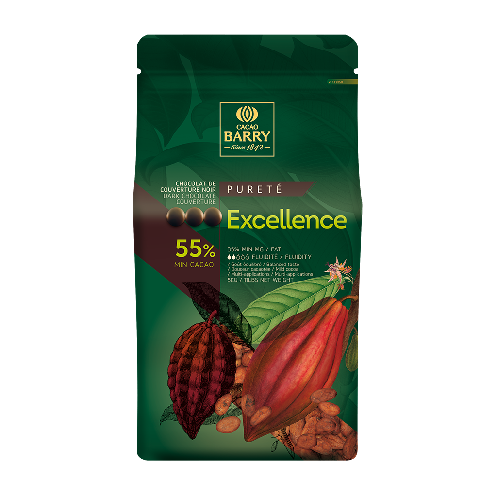 Chocolat de couverture noir Excellence 55% en pistoles - 5kg