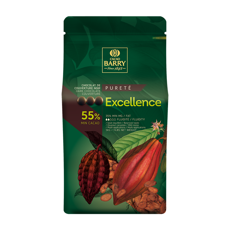 Excellence Dark Chocolate Couverture 55% In Shillings - 5Kg