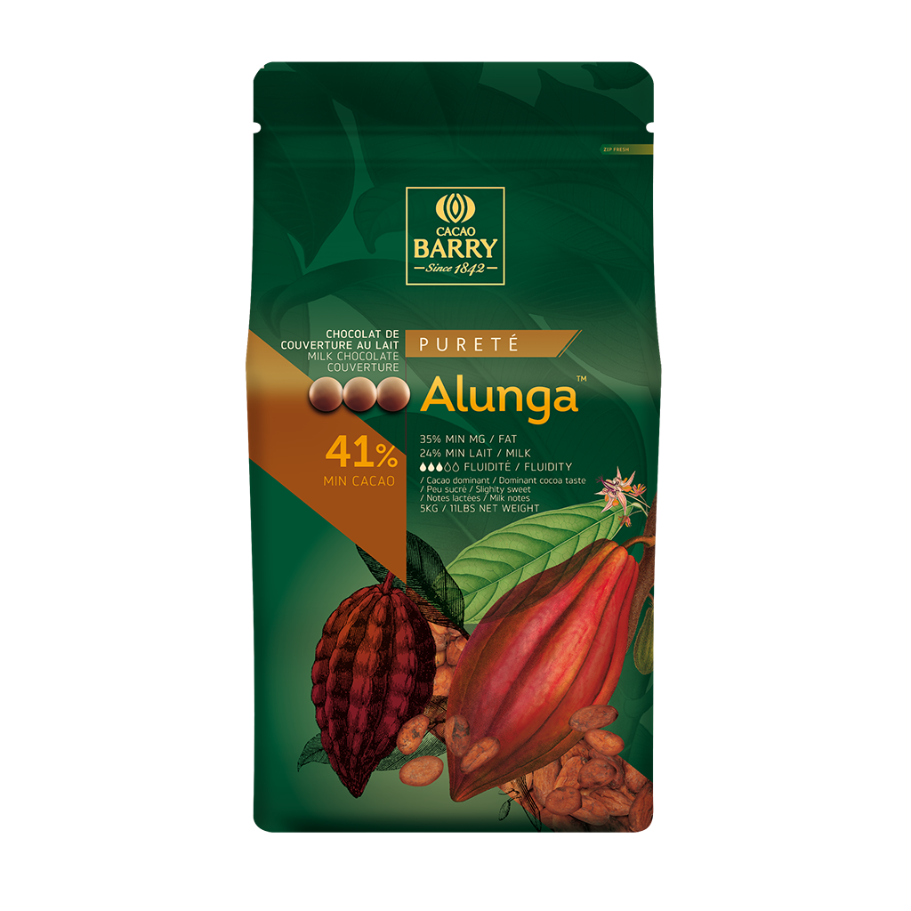 Chocolat de couverture au lait Alunga 41% pistoles - 5kg