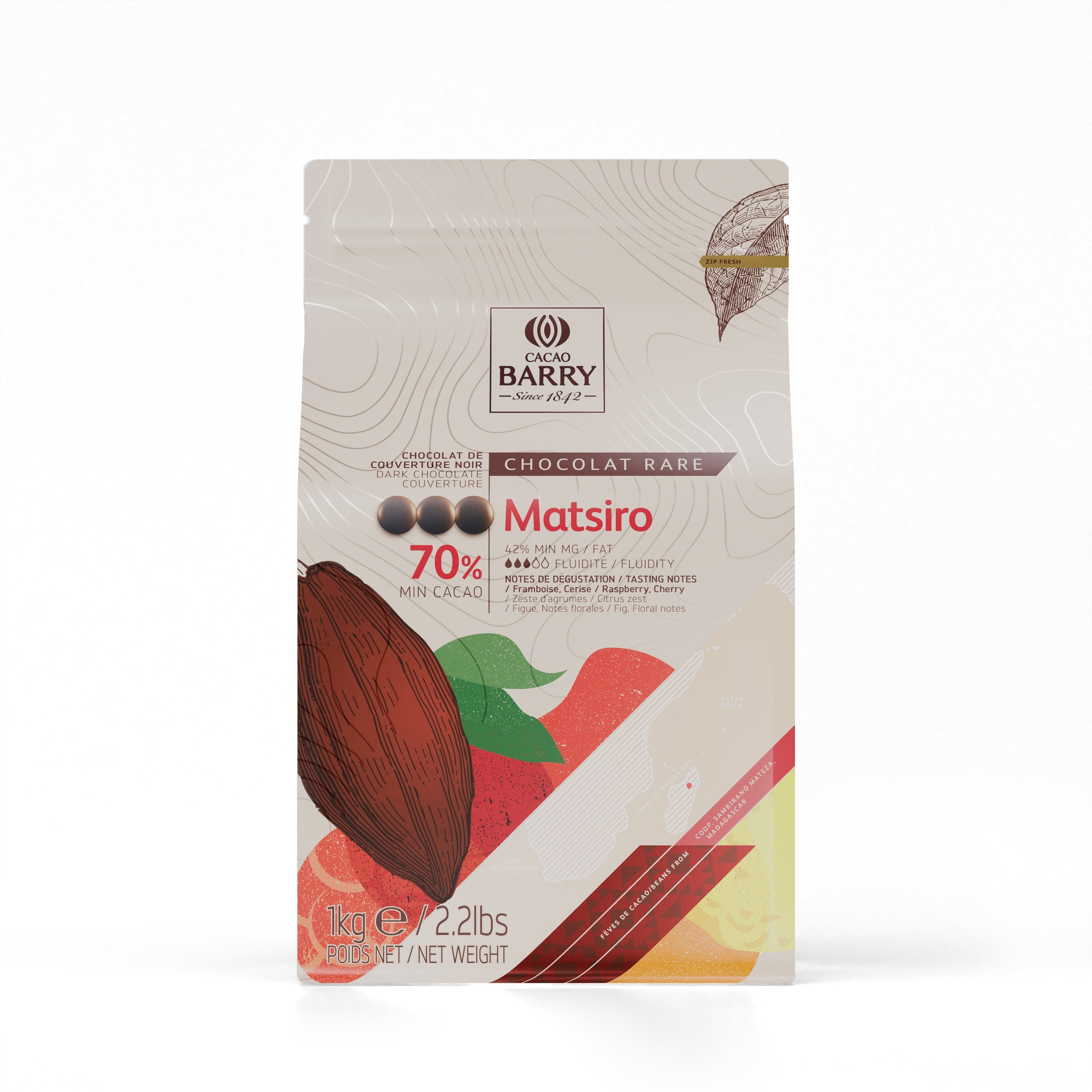 Matsiro Dark Couverture Chocolate 70% Drops - 1kg