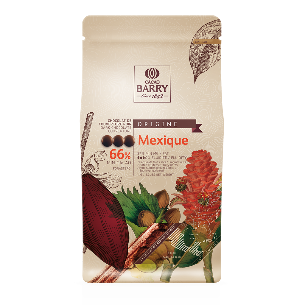 Chocolat de couverture noir Mexique 66% pistoles - 2,5kg