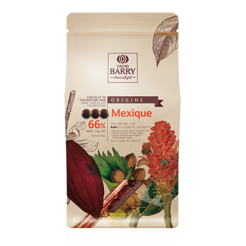 Chocolat de couverture noir Mexique 66% pistoles - 2,5kg