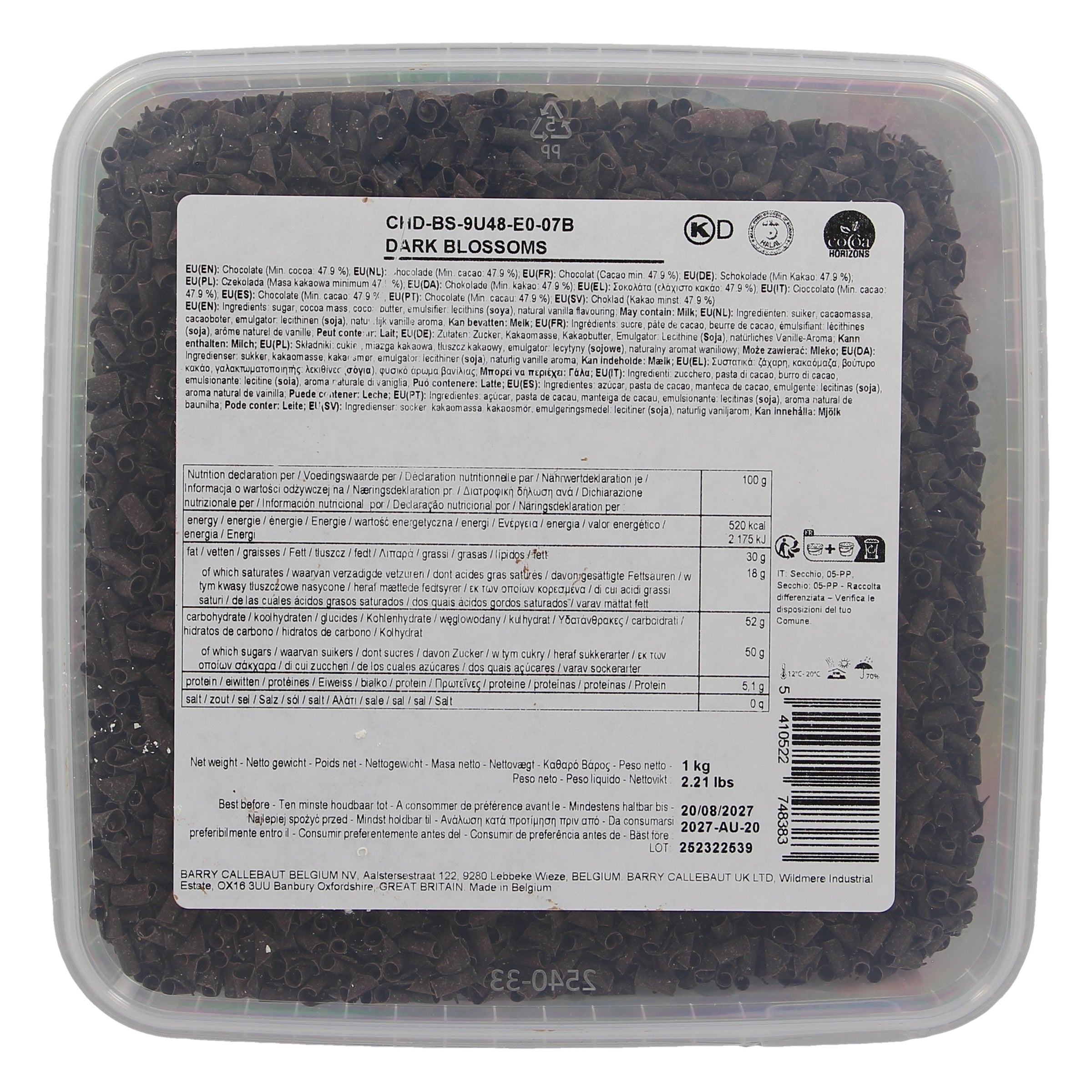 Micro copeaux de chocolat noir - 1kg