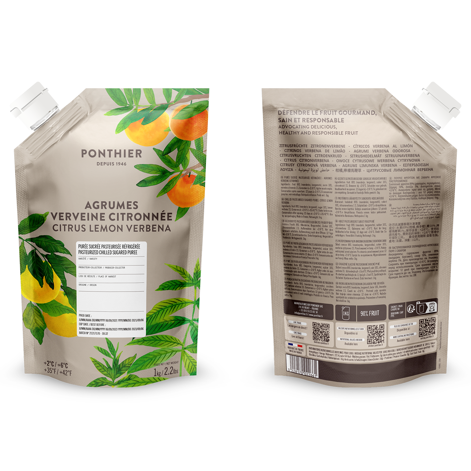 Purée d'agrumes et verveine citronnée réfrigérée - 1kg