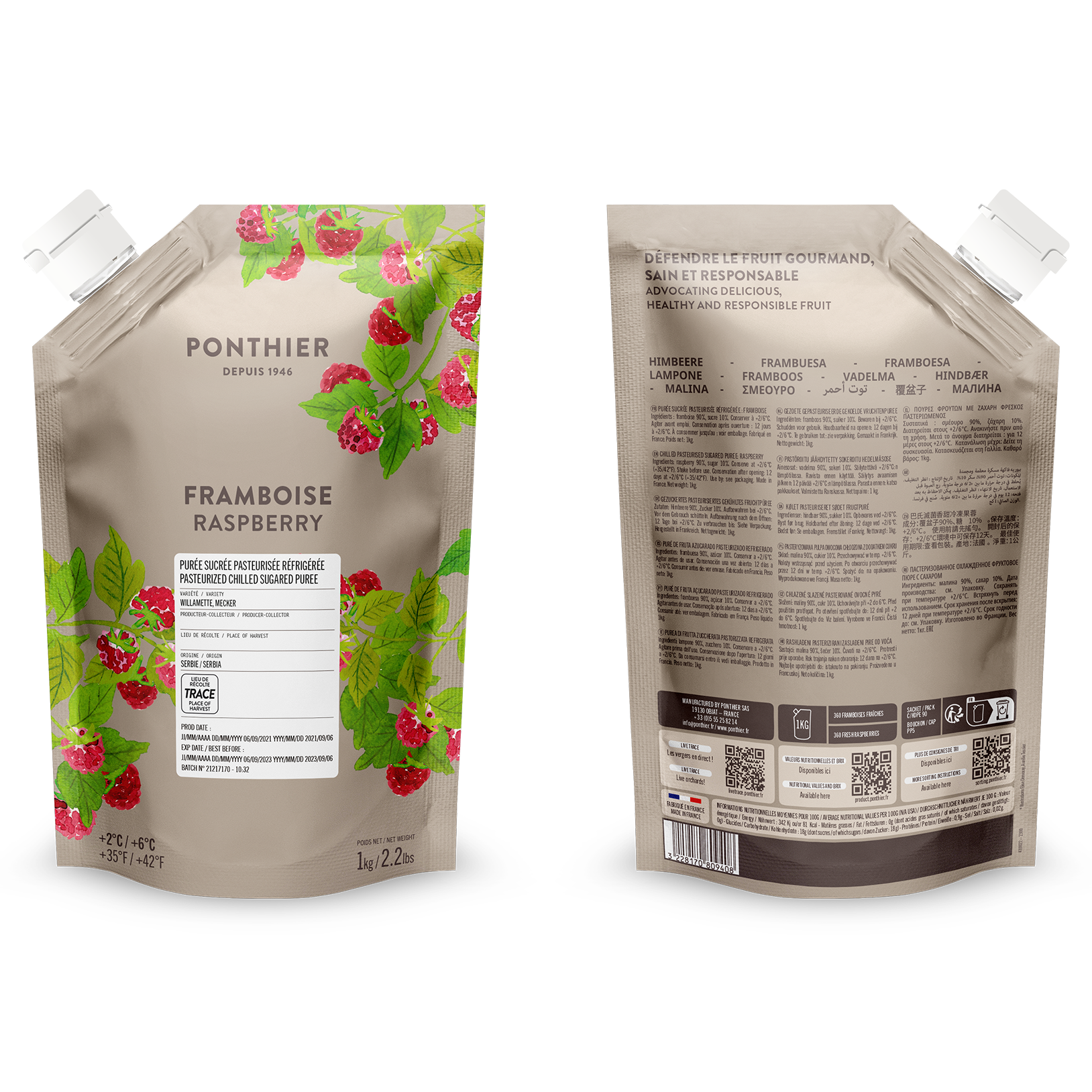 Purée de framboise willamette, mecker - 1kg