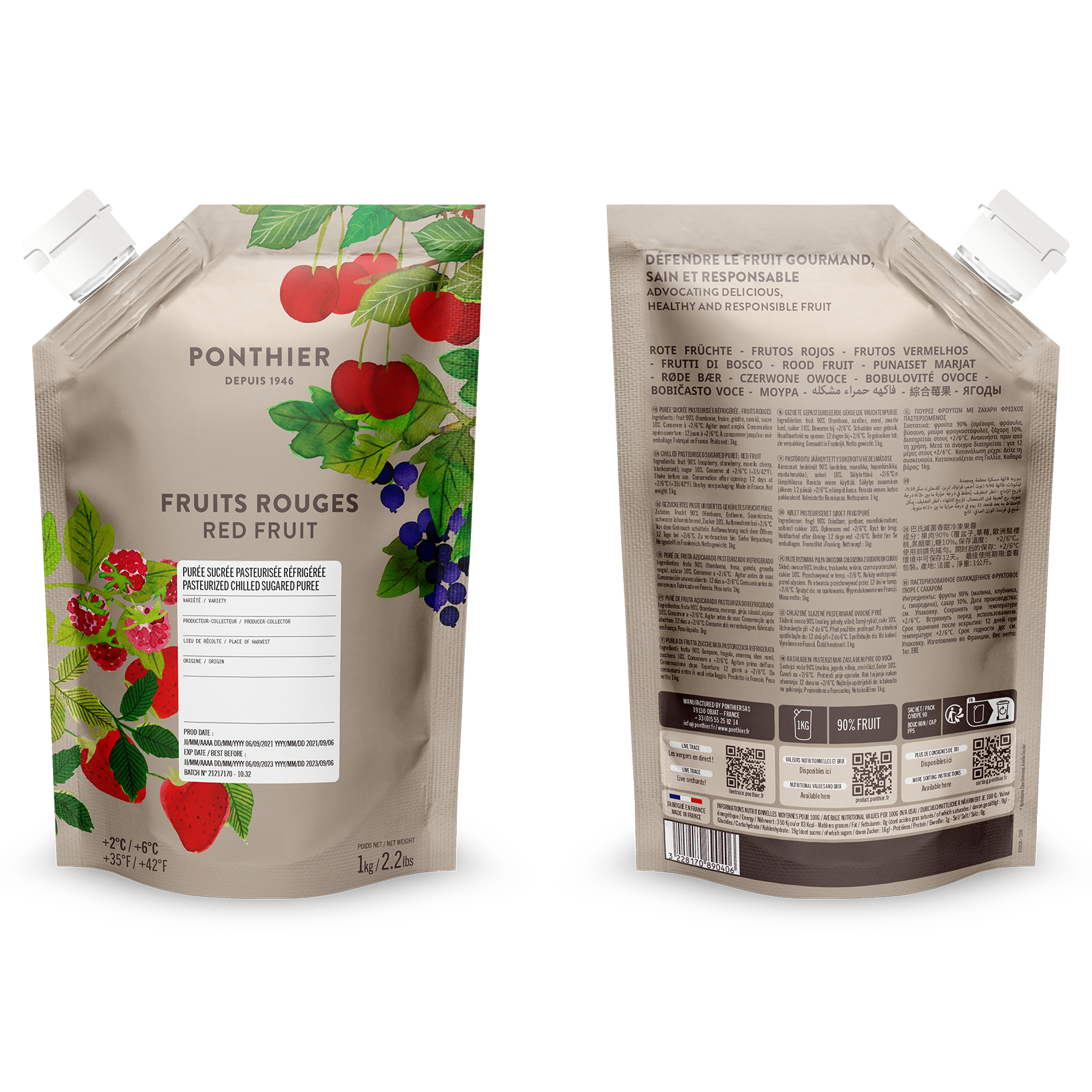 Purée de mélange de fruits rouges - 1kg