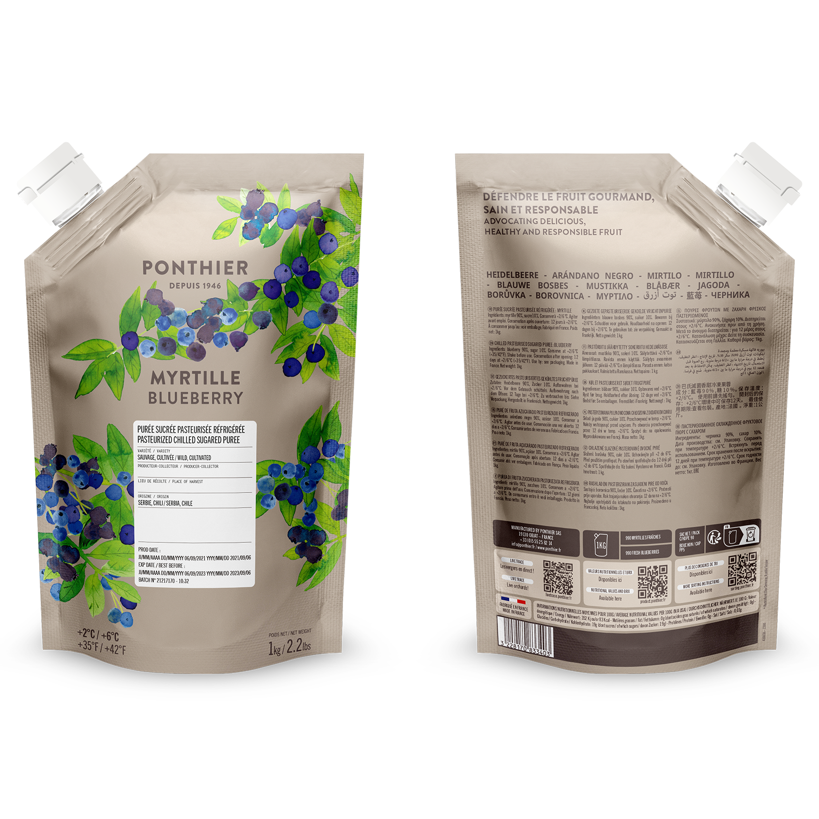 Purée de myrtille - 1kg