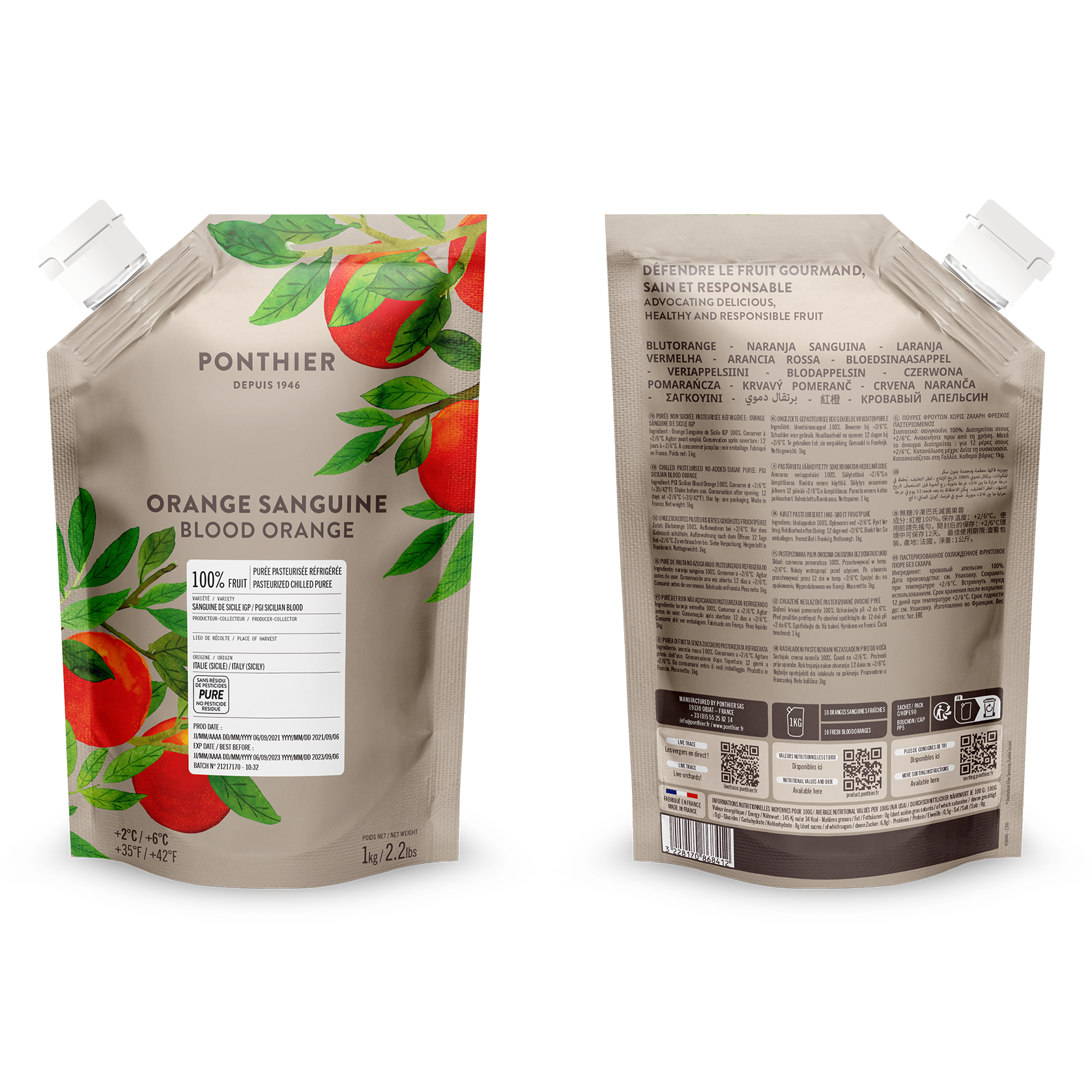 Purée d'orange sanguine de Sicile - 1kg