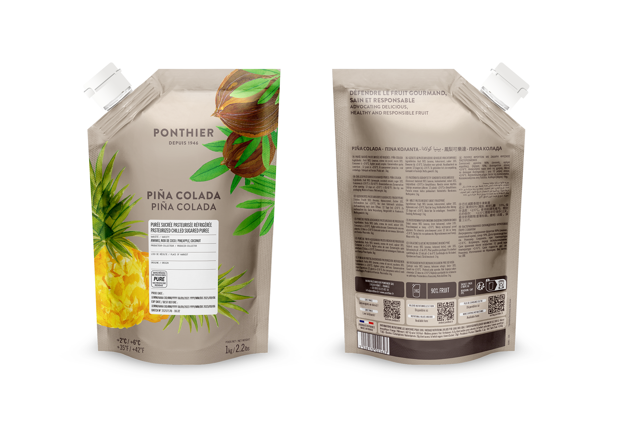 Purée Pina Colada sucrée - 1kg