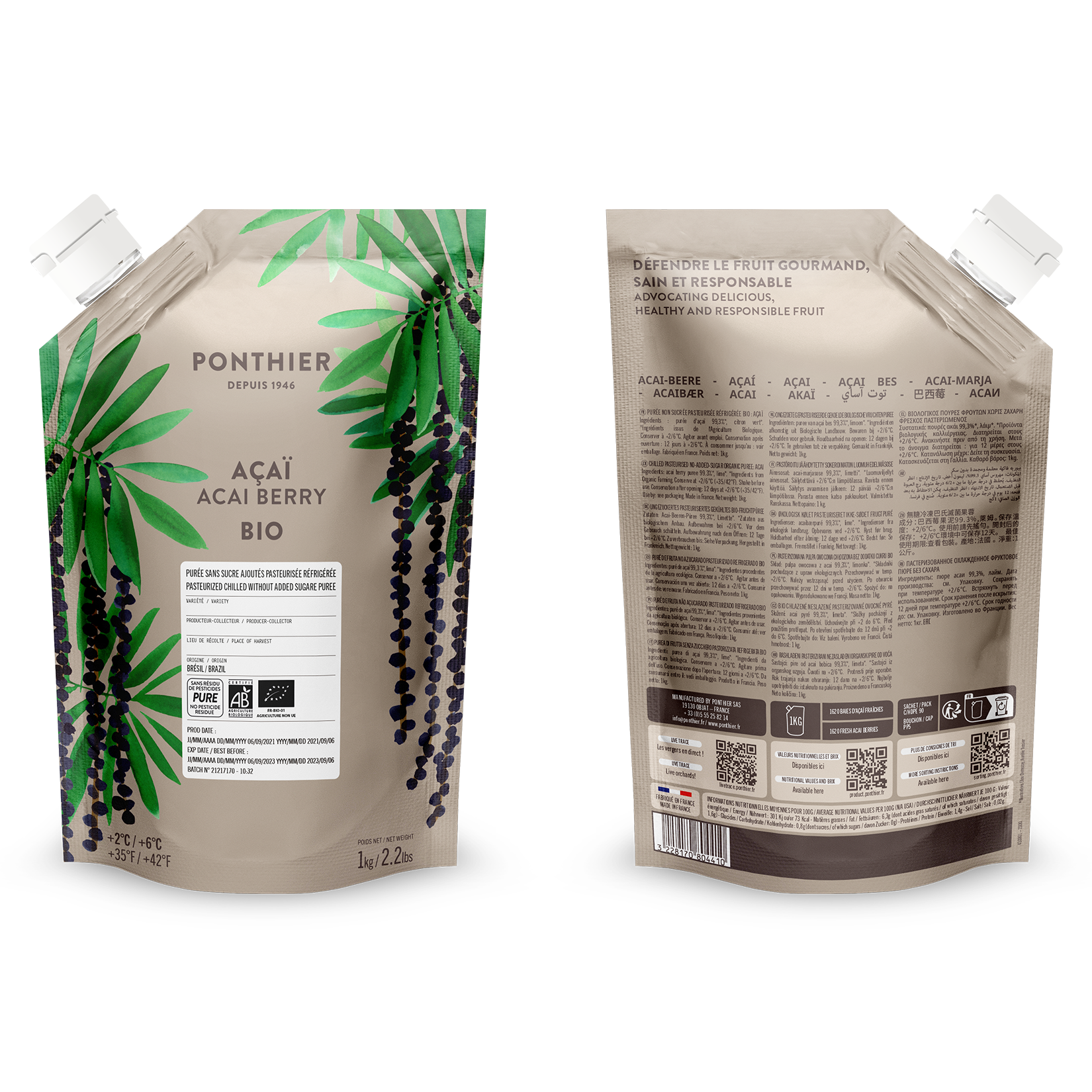 Purée d'açaï 100% - 1kg