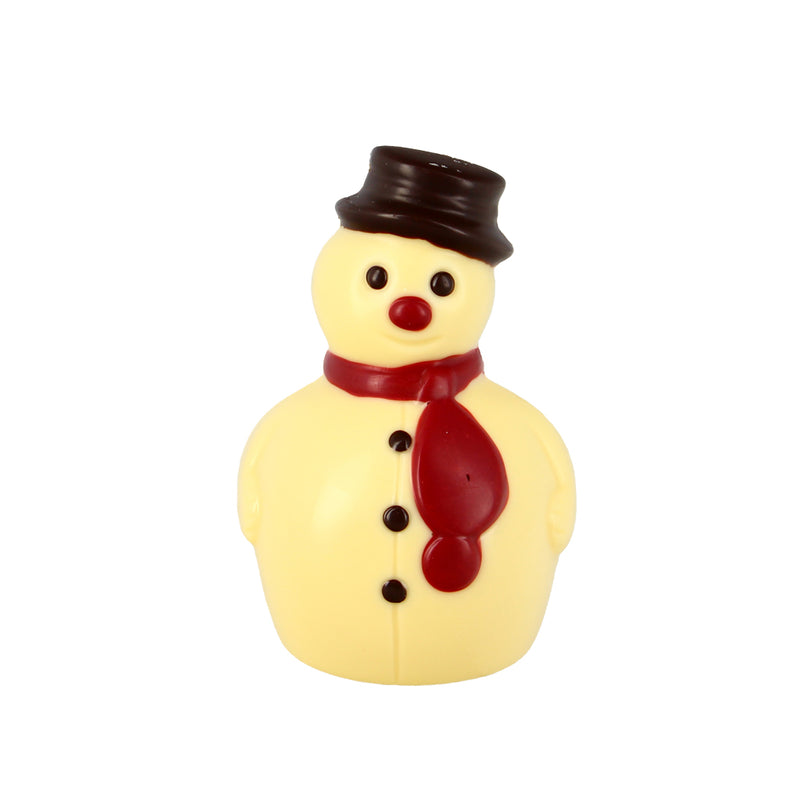 Bonhomme de neige en chocolat blanc, décor rouge et noir 10cm - 80g