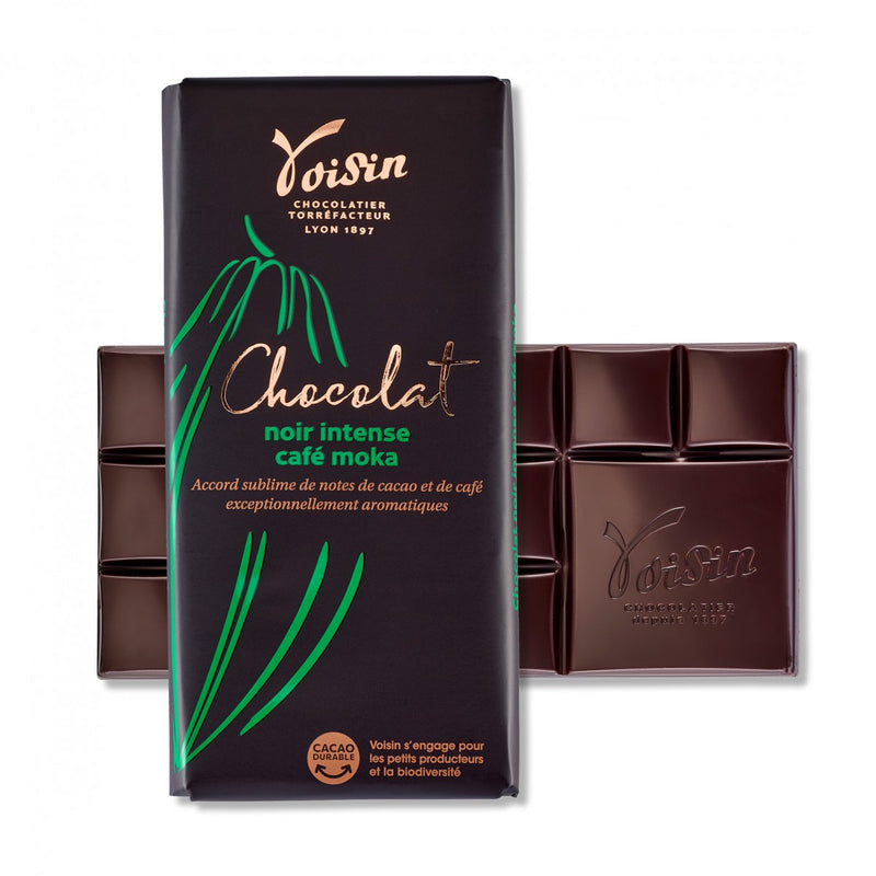 Tablette au chocolat noir intense café moka - 100g