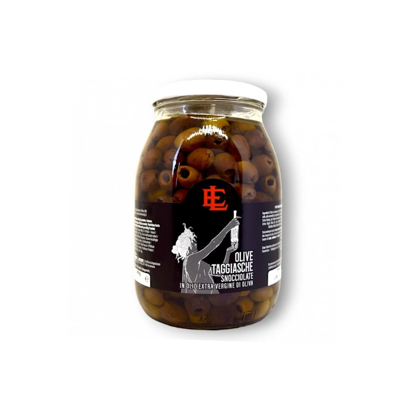 Pitted Taggiasca olives in olive oil - 900g