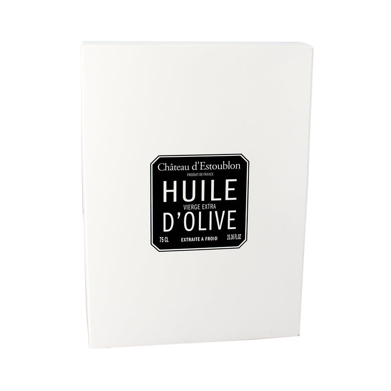 Huile d'olive flacon couture étui blanc - 75 cl