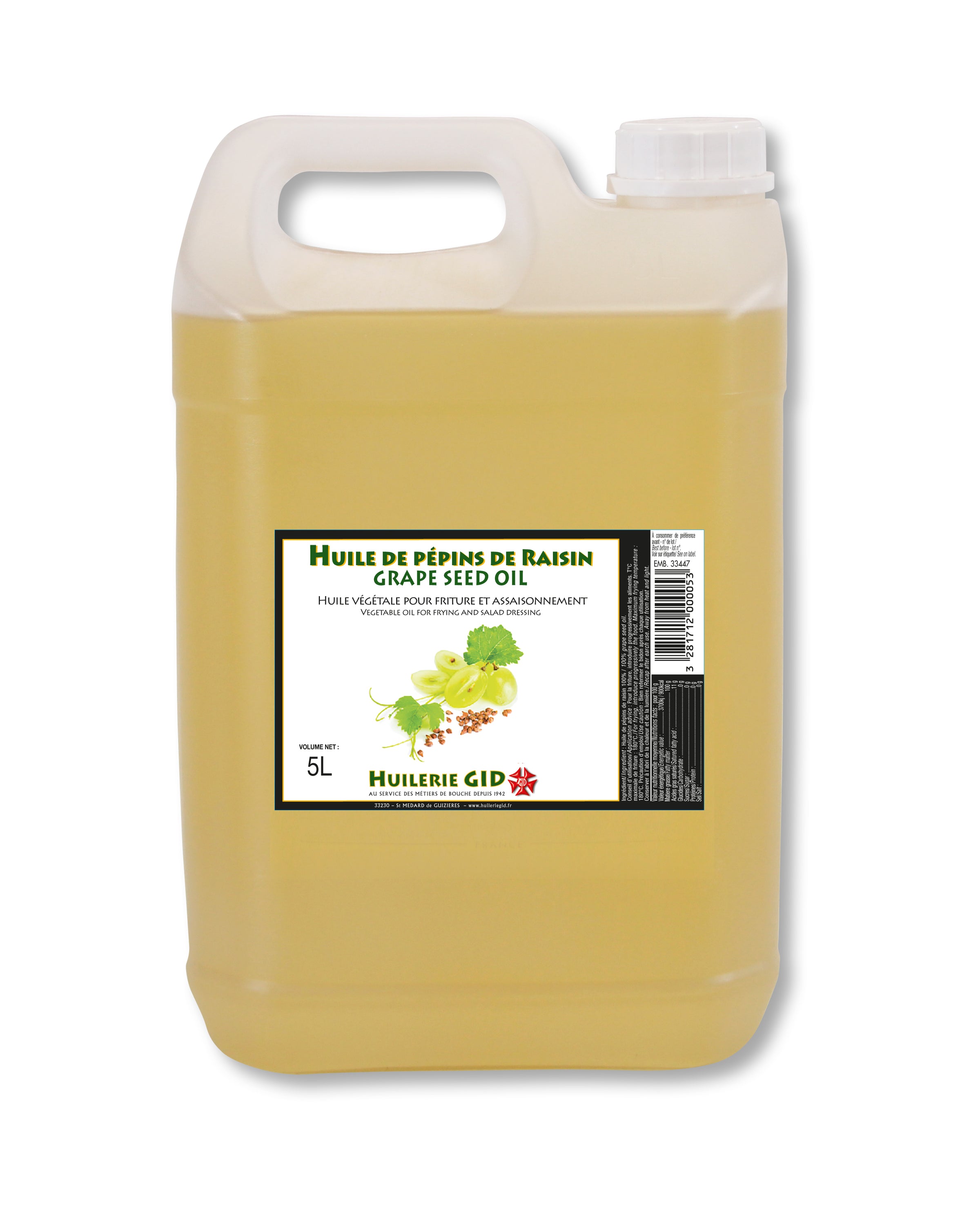 Huile de pepins de raisin - 5l
