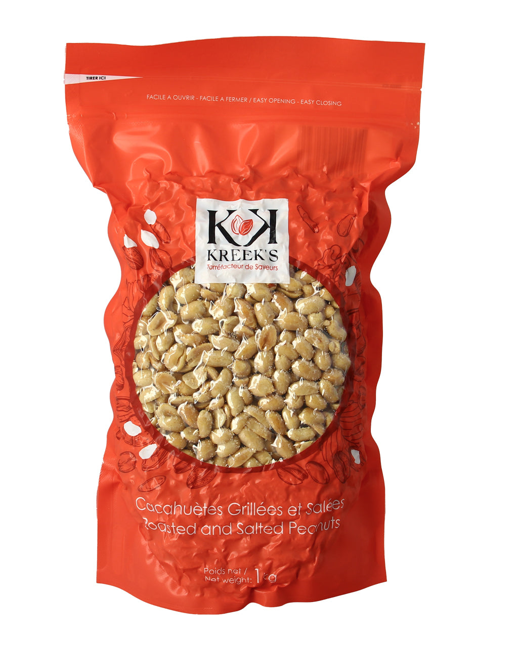 Cacahuètes blanches grillées salées 38/42 sous-vide - 1kg