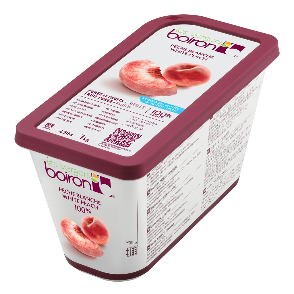 Purée de pêche blanche 100% Les Vergers Boiron - 1kg