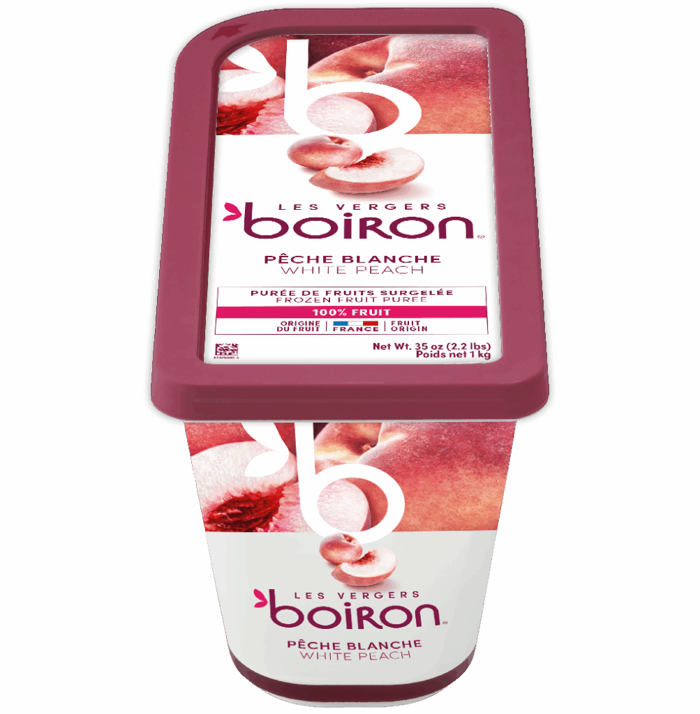 Purée de pêche blanche 100% Les Vergers Boiron - 1kg