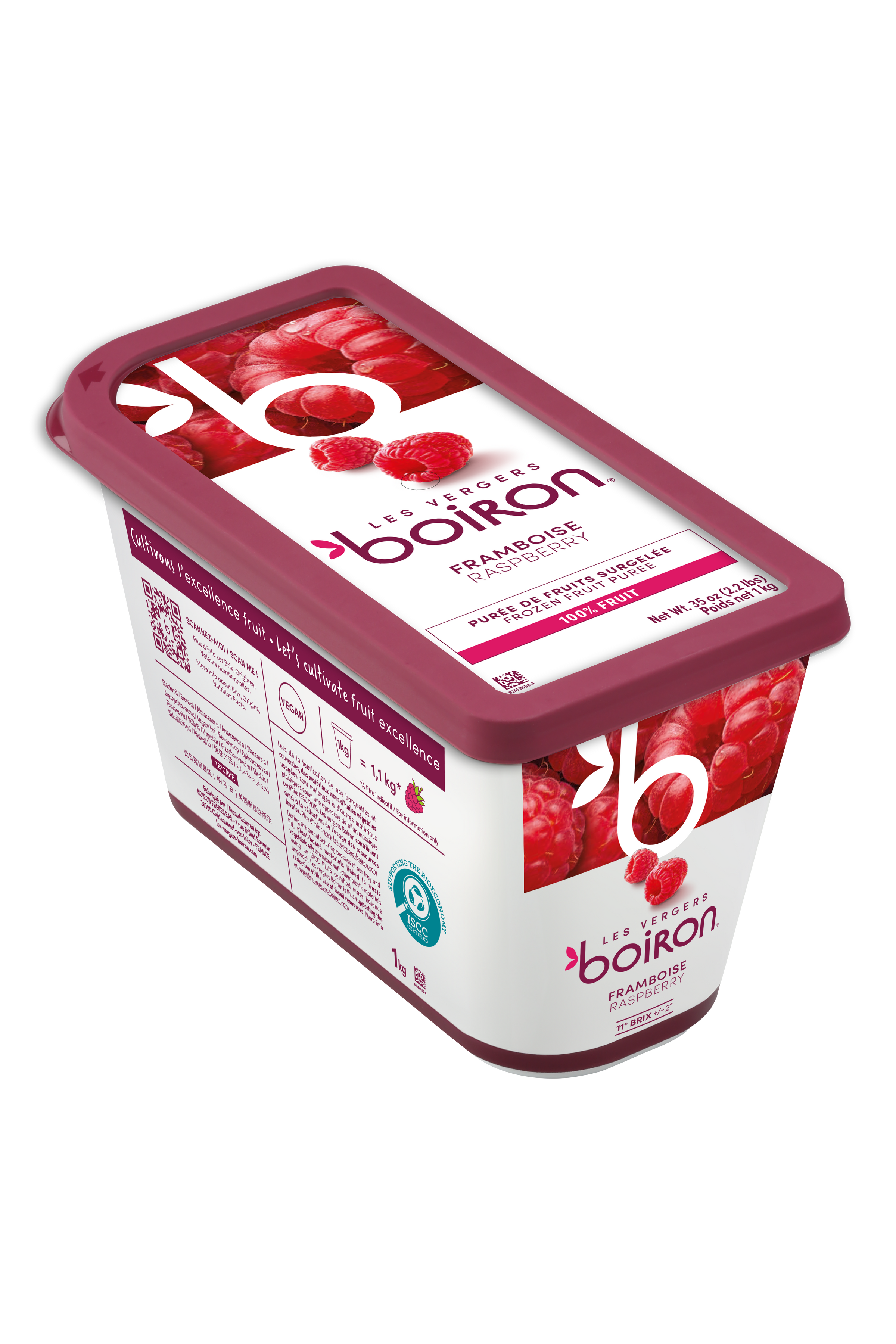 Purée surgelée Framboise 100% Les Vergers Boiron - 1kg