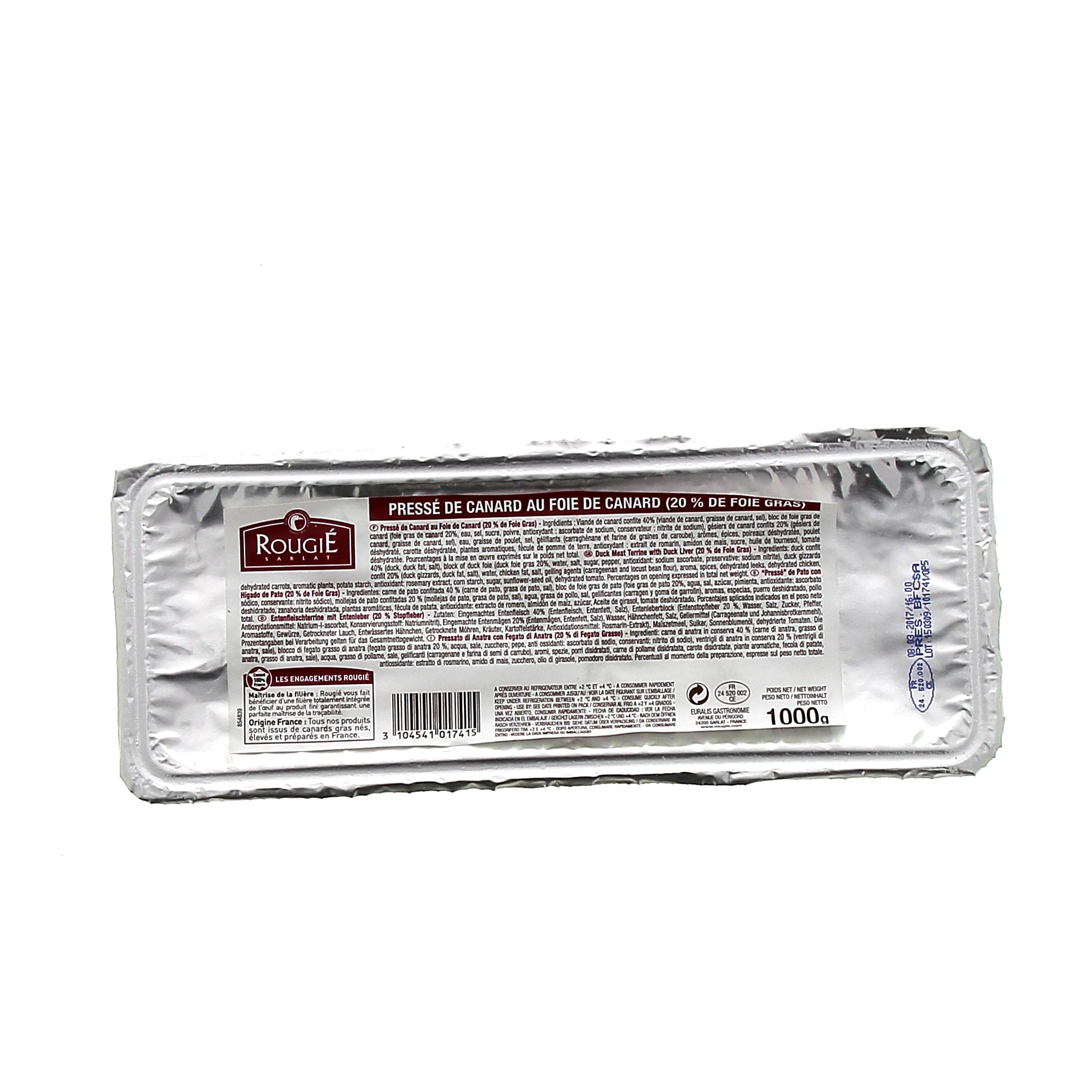 Pressé de canard au foie de canard (20% de foie gras) - 1kg