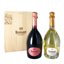 Champagne coffret bois Blanc de Blancs et Rosé Ruinart 2 bouteilles - 75cl