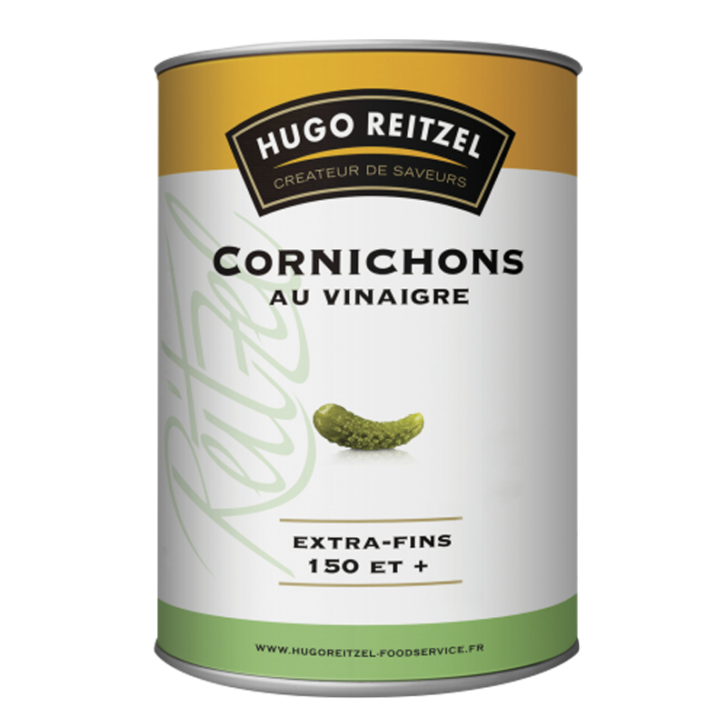 Cornichons au vinaigre calibre + 150 boite 5/1 - 2,120kg net égoutté