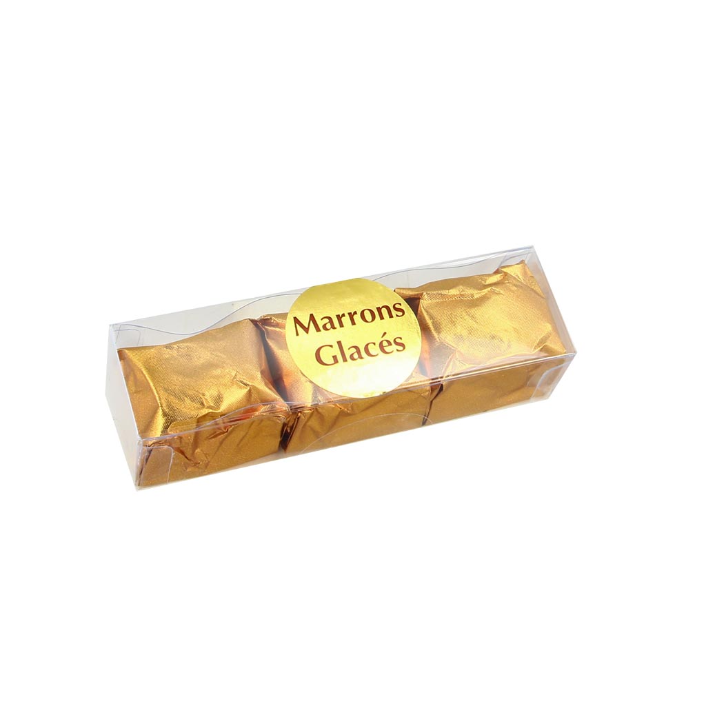 Strip of 3 candied chestnuts from Naples in aluminum foil - 60g