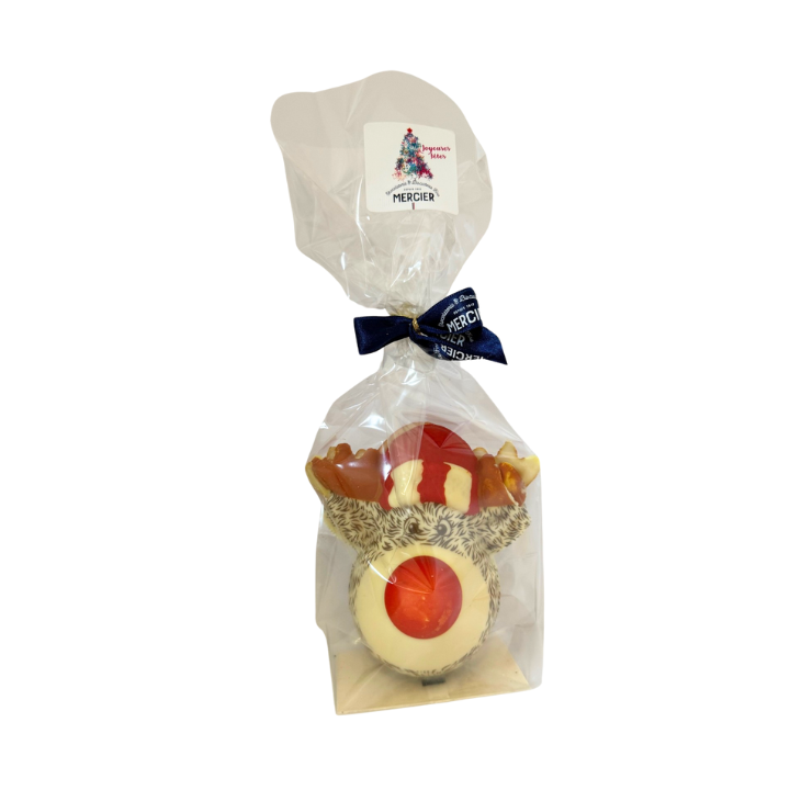 Olaf: tête de renne en chocolat blanc, garni - 120g