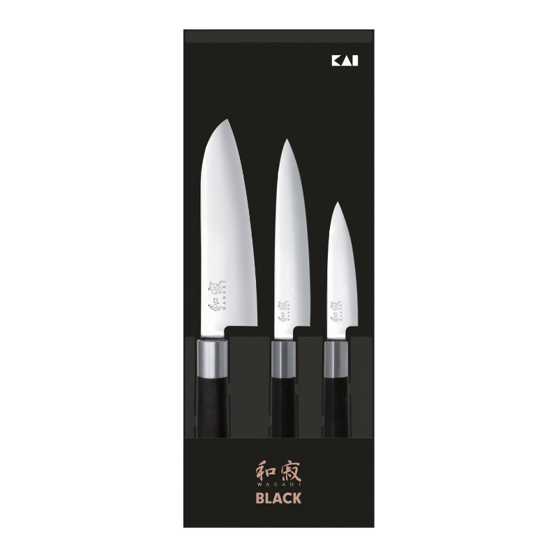 Set of 3 knives - paring, utility, santoku - Wasabi (042812) (1 X 1 unit)