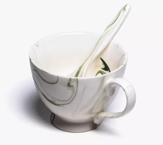 Porcelain cup and spoon set 30cl