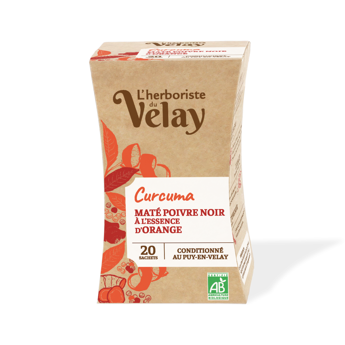 Infusion curcuma, maté, poivre noir et orange - 20 sachets