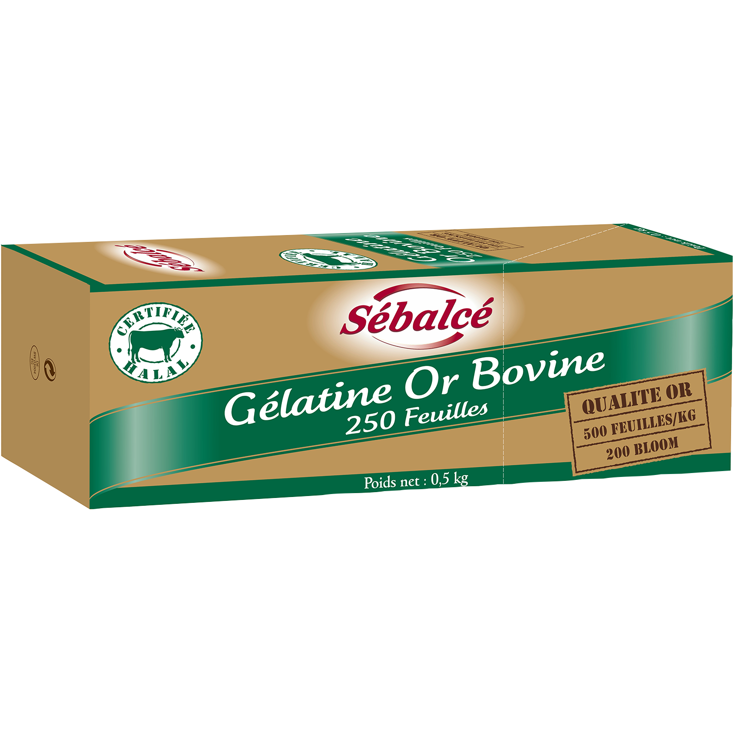 Gélatine bovine Halal Or 200 bloom 250 feuilles - 500g