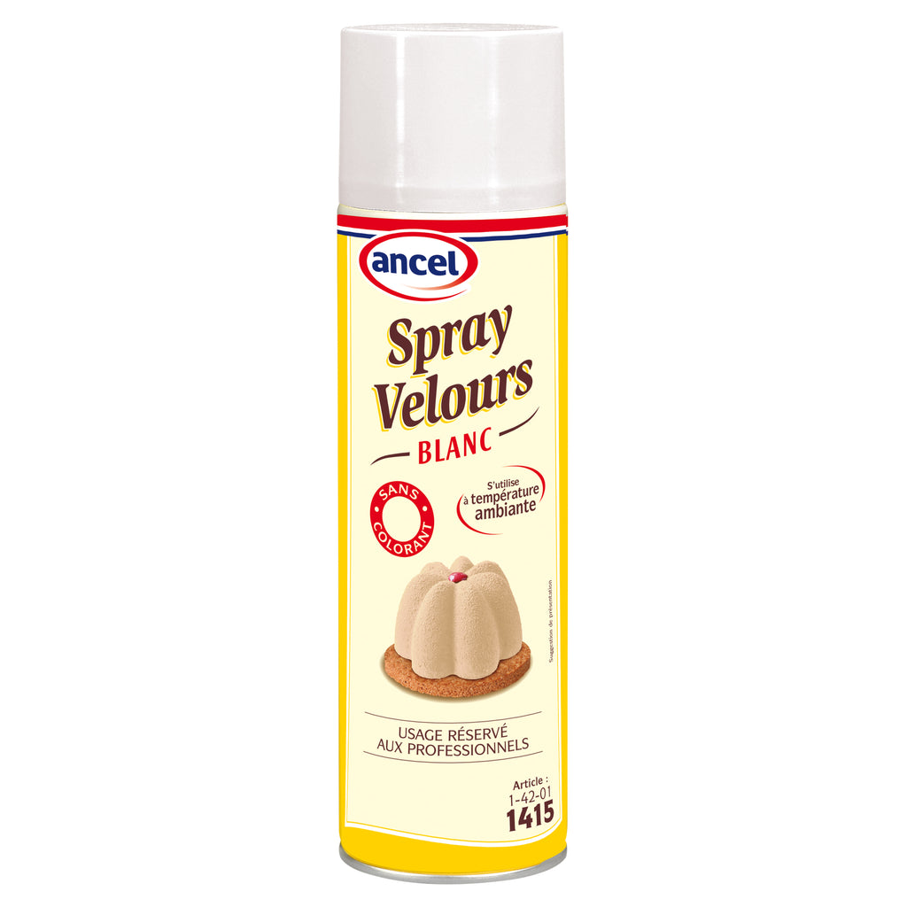 Spray velours blanc pro colorant alimentaire pâtisserie gâteaux entremets  250ml - Velly Spray - MaSpatule