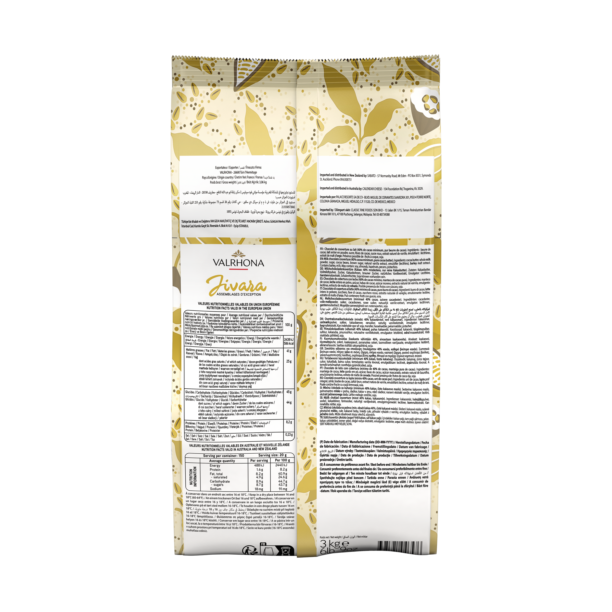 Jivara 40% milk couverture chocolate - 3kg