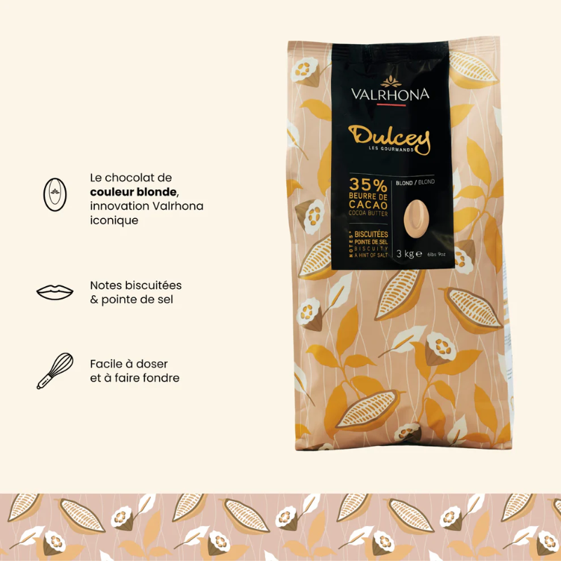 Chocolat de couverture blond Dulcey 35% fèves - 3kg