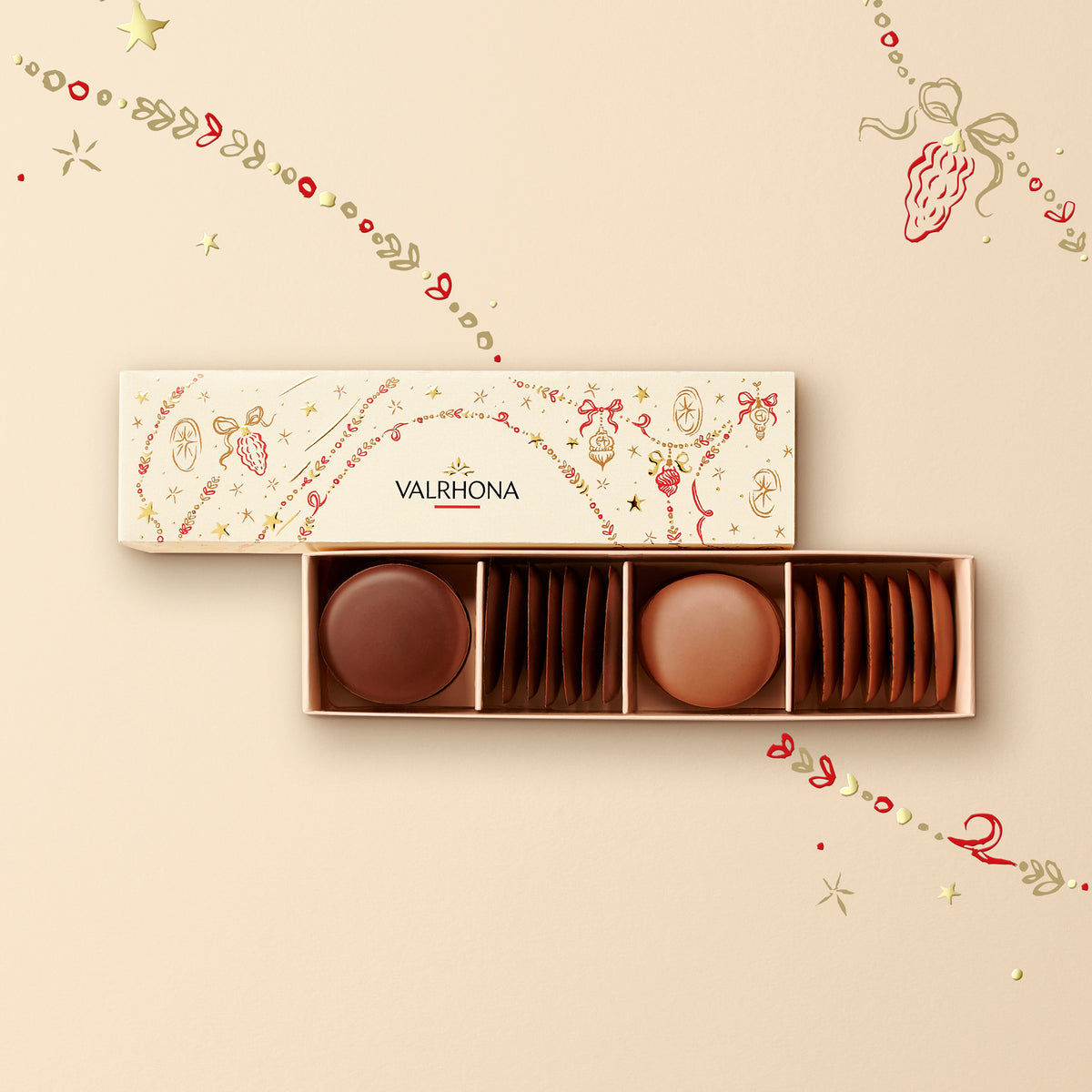 Coffret Etui de 28 Palets Fins Valrhona - 80g