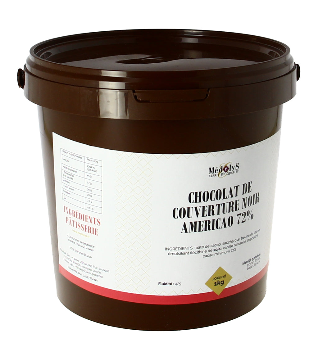 Chocolat de couverture noir Americao 72% palets - 1kg