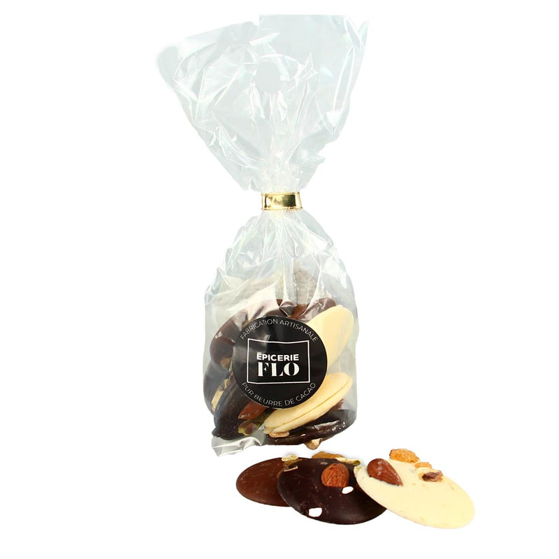 Assortiment de mendiants chocolat noir, lait et blanc - 130g