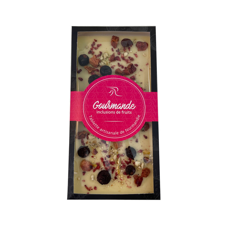 Tablette de chocolat blanc & inclusions de fruits - 90g