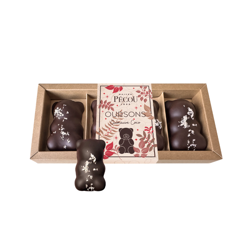 Oursons guimauve à la noix de coco et chocolat noir - 100g
