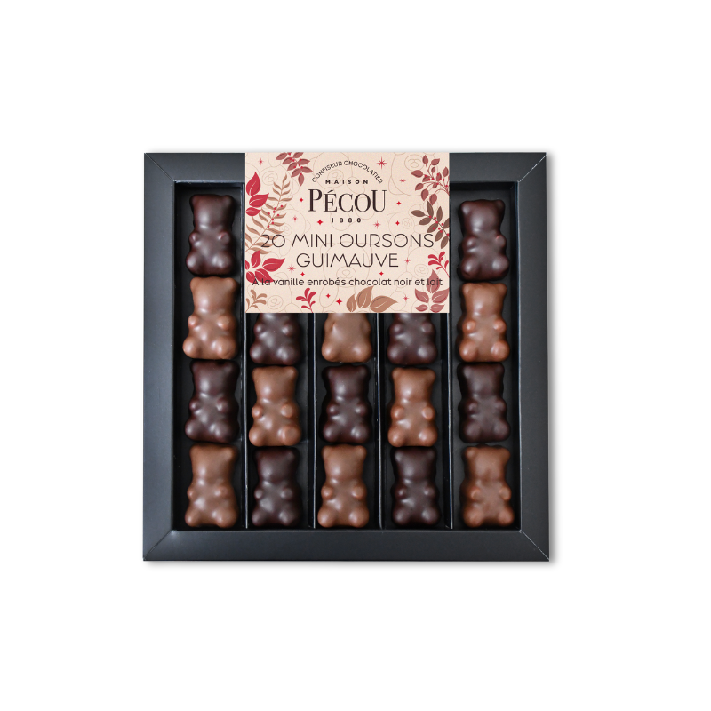 20 mini oursons guimauve vanille chocolat - 140G