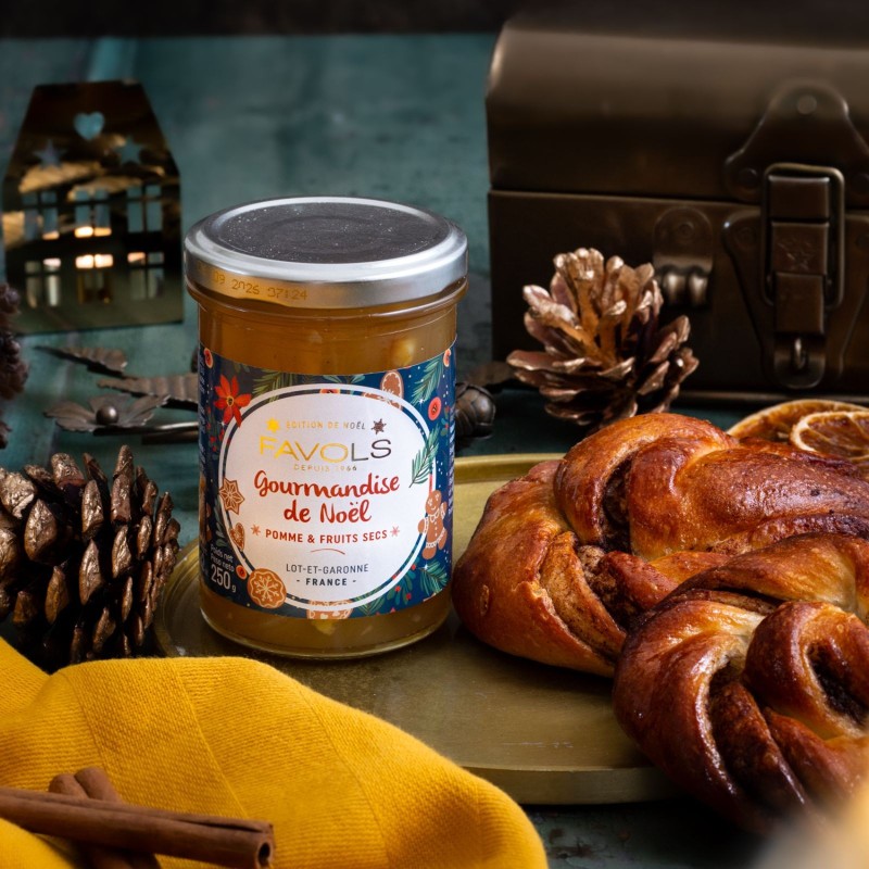 Confiture gourmandise de Noël pommes et fruits secs - 250g