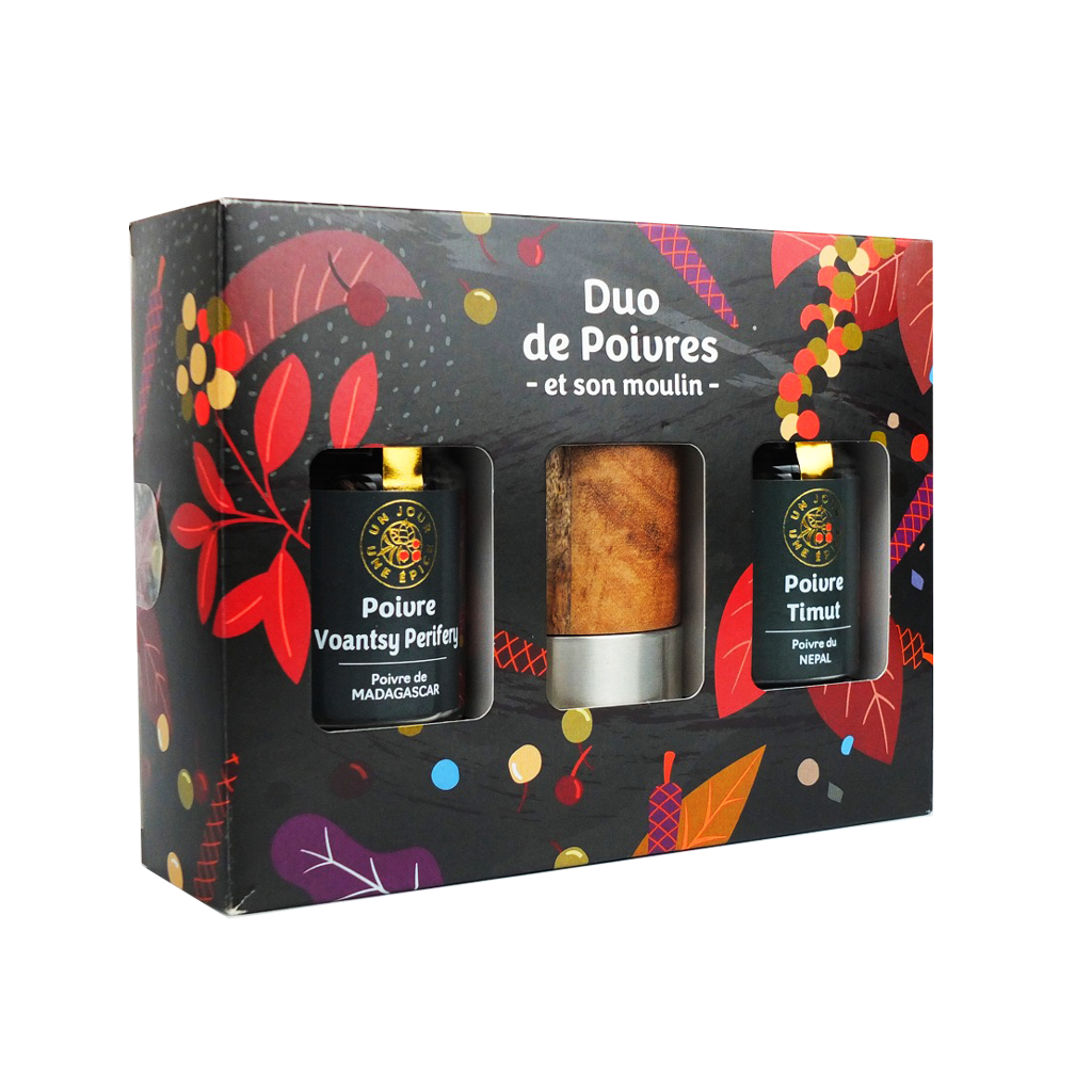 Coffret duo de poivre et sa tête de moulin