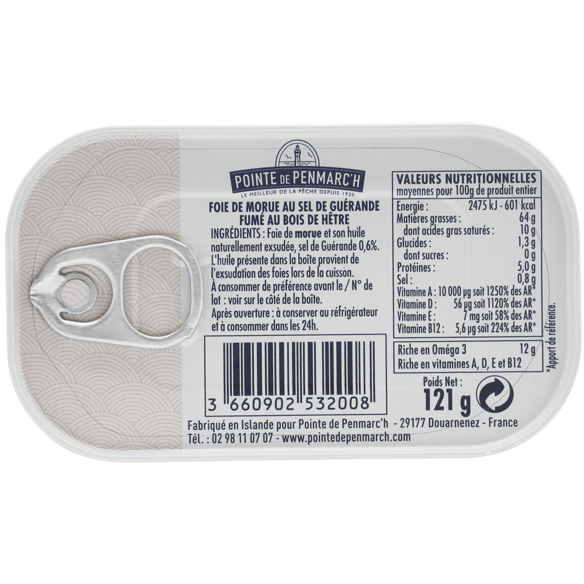 Foie de morue fumé au bois de hêtre - 121g